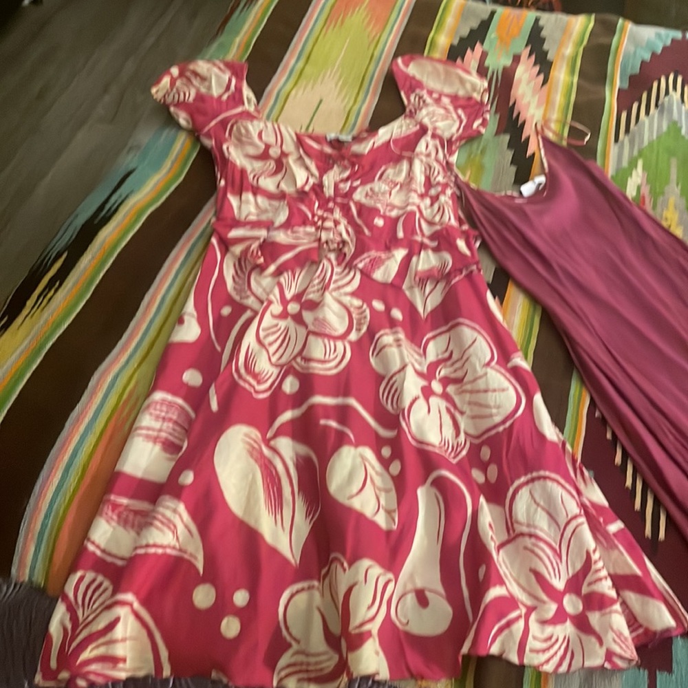 ❤️Moschino  pink Beautiful Flowered dress w/ matching slip Size 8 MediGORGEOUS